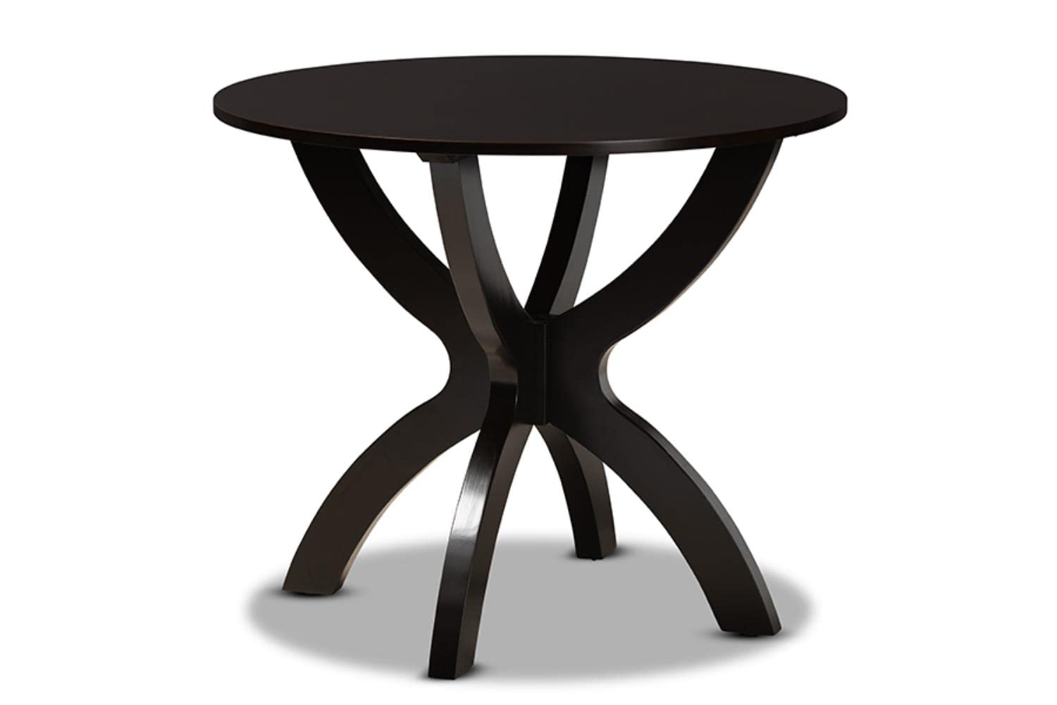 Baxton Studio Tilde Dark Brown Finished 35-Inch-Wide Round Wood Dining Table