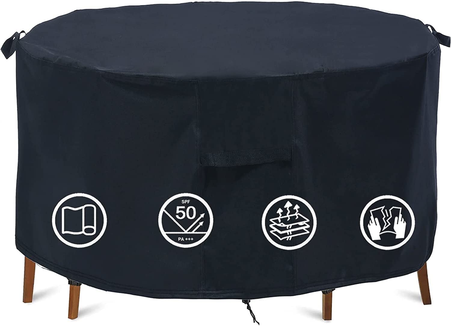 Round Patio Furniture Covers, 64'' Dia Outdoor Furniture Covers, Waterproof Outdoor Table Cover, Fire Pit Cover Outdoor Round Ta