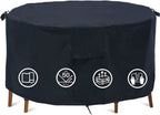 Round Patio Furniture Covers, 96'' Dia Outdoor Furniture Covers, Waterproof Outdoor Table Cover, Fire Pit Cover Outdoor Round Ta