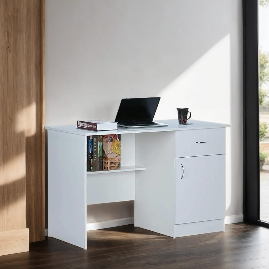 Palarial Modern Computer Desk With Storage Cabinet And Open Shelves, Engineered Wood Home Study & Computer Table And Office Desk