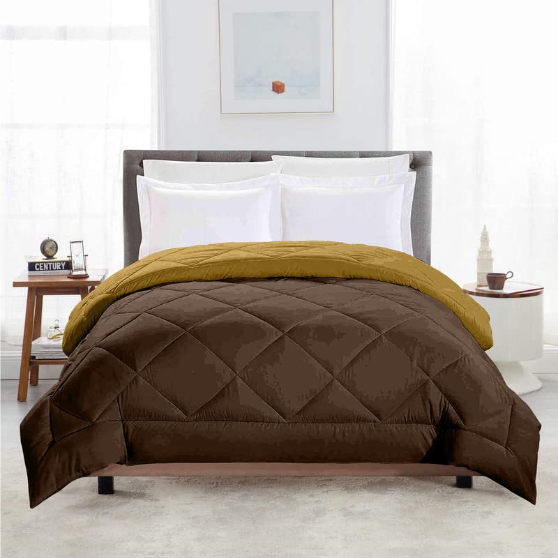 TundwalS Microfiber Reversible Solid Extra Comfort & Soft Comforter||Blanket Double Bed 210 Gsm Quilt Coffee  Golden 1 (Piece)