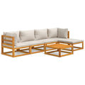 vidaXL 6 Piece Patio Lounge Set, Outdoor Furniture Set with Comfortable Light Gray Cushions, Made of Solid Acacia Wood, Flexible