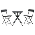 vidaXL 3 Piece Folding Bistro Set - Weather-Resistant Black Poly Rattan, Powder-Coated Steel Frame, Compact and Portable Outdoor Dining Furniture