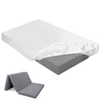 Breling Fitted Sheet (Sheet Only) Compatible With Milliard Trifold Mattress Folding Mattress Fitted Microfiber Sheet For Camp Bunk Rvs Bed(White,1 Pc,Full,4'')