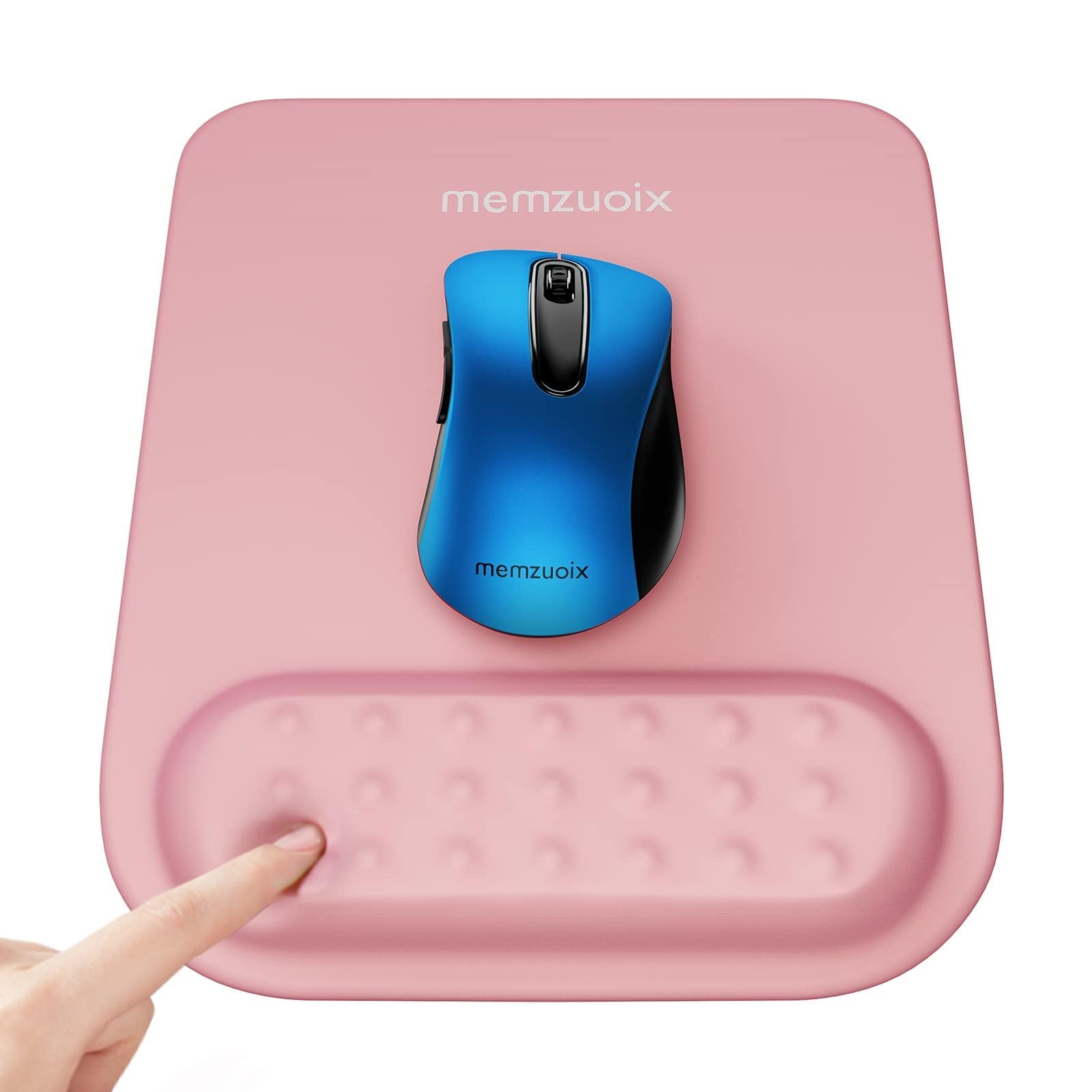 Memzuoix Pink Ergonomic Mouse Pad With Wrist Rest Support,Premium Memory Foam Cushioning For Pain Relief, Non-Slip Pu Base For S
