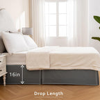 Miye Pleated Waffle Weave Bed Skirt, Tailored Dust Ruffle 16 Inch Drop Easy Fit, Machine Washable (Dark Grey, Twin - 16'' Drop)