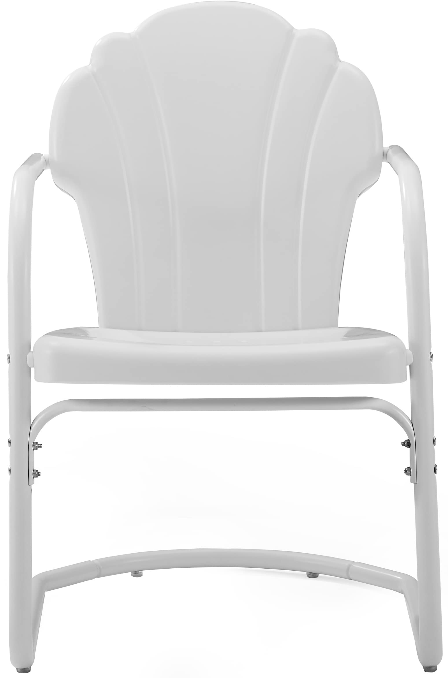 Crosley Furniture Tulip 2-Piece Outdoor Chair Set, Retro Metal Patio Chairs for Dining, Porch, Deck, Balcony, White Satin