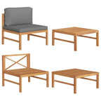 vidaXL Patio Lounge Set - 2 Piece Outdoor Furniture with Dark Gray Cushions - Fine Sanded Teak Hard Wood Elegant Design - Comfortable and Durable