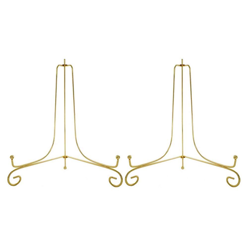 Artliving (2 Pack 10' Iron Large Plate Stand, Gold Iron Easel Plate Display Photo Holder Stand, Displays Picture Frames, Cookbo