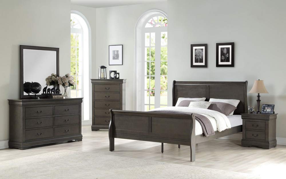 Acme Louis Philippe Mirror, Dark Gray/Dark Gray/Traditional