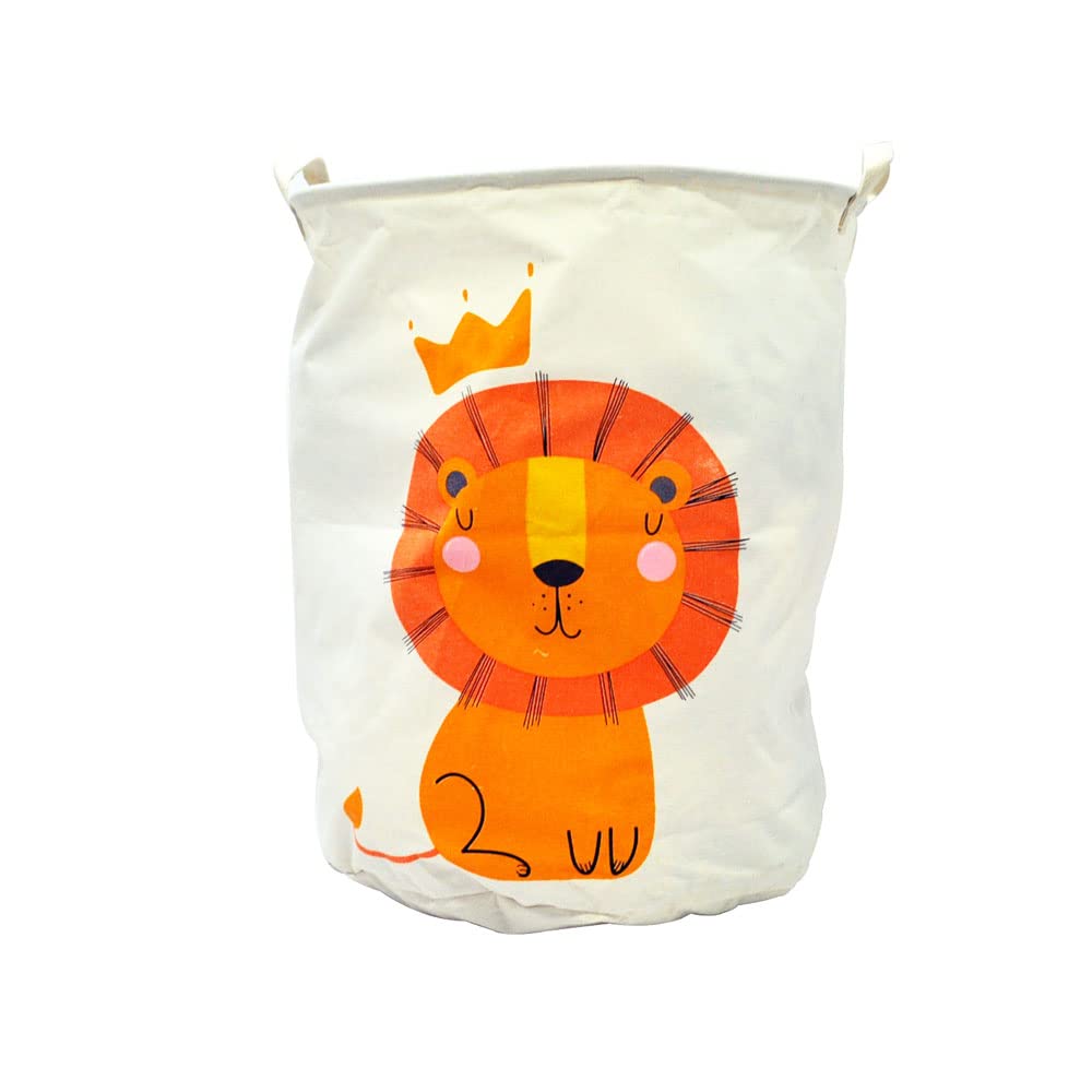 EZ Life Loving Lion  White, Orange Laundry Basket/Kids Toys Basket (40 x 50 cms)  1 Pc