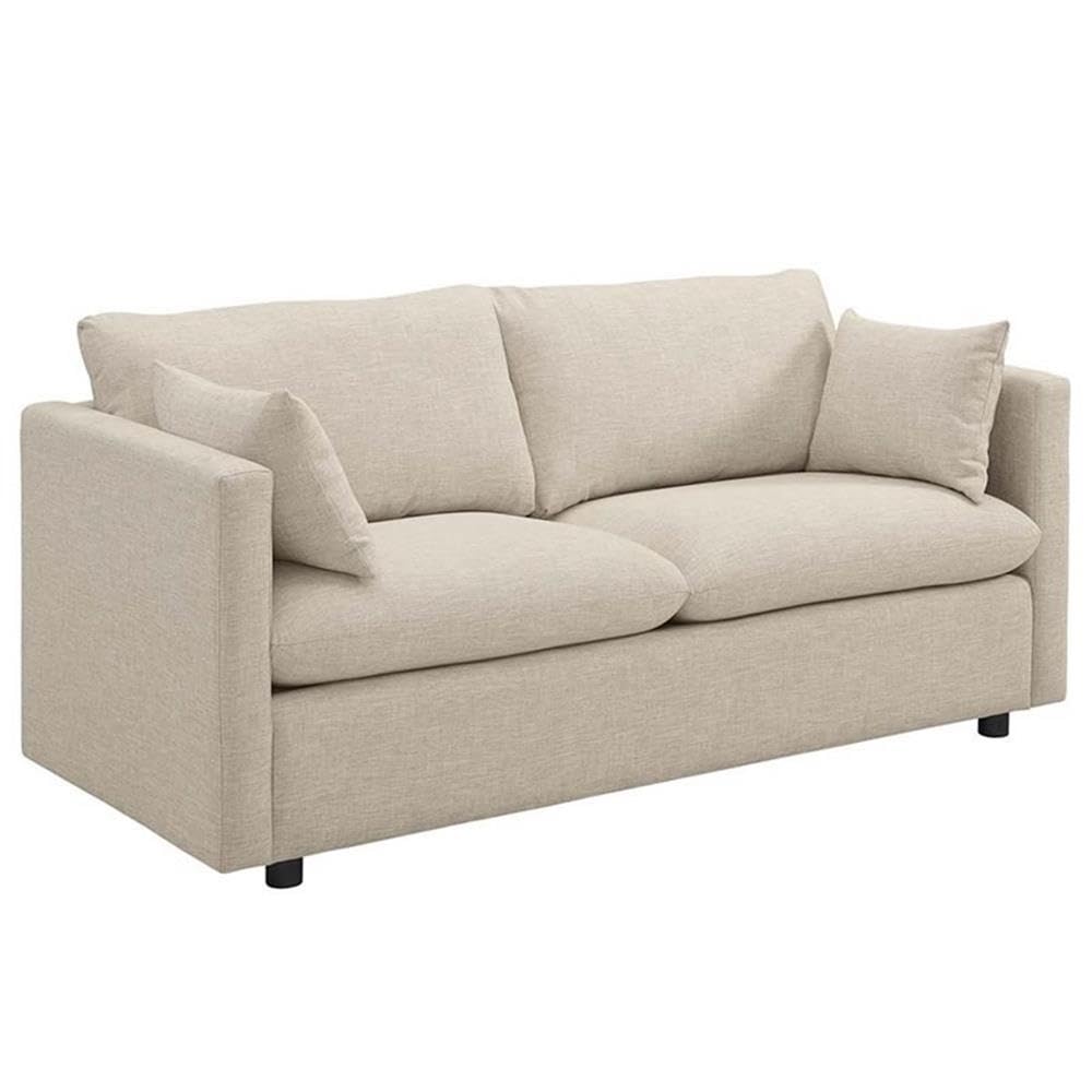 Modway Activate Contemporary Modern Fabric Upholstered Apartment Sofa Couch In Beige