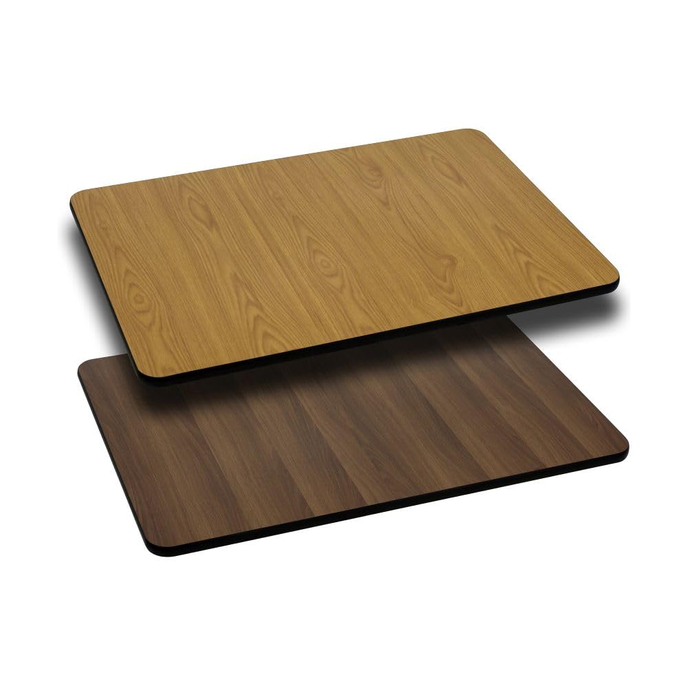 Flash Furniture Glenbrook 30'' x 42'' Rectangular Table Top with Natural or Walnut Reversible Laminate Top