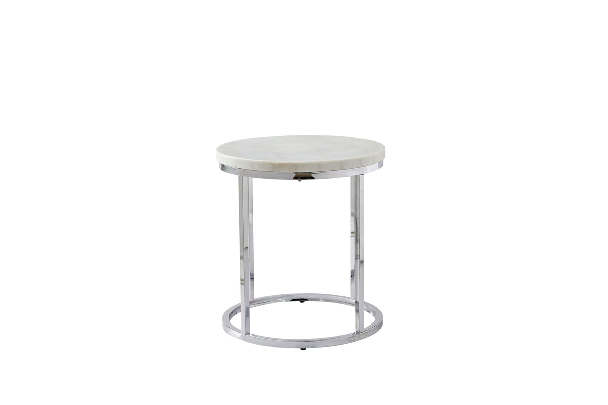 Steve Silver Echo End Table-Contemporary Style with Unique Marble Details, White Marble Top with Chrome Metal Base, 22 x 22 x 24, White, Chrome