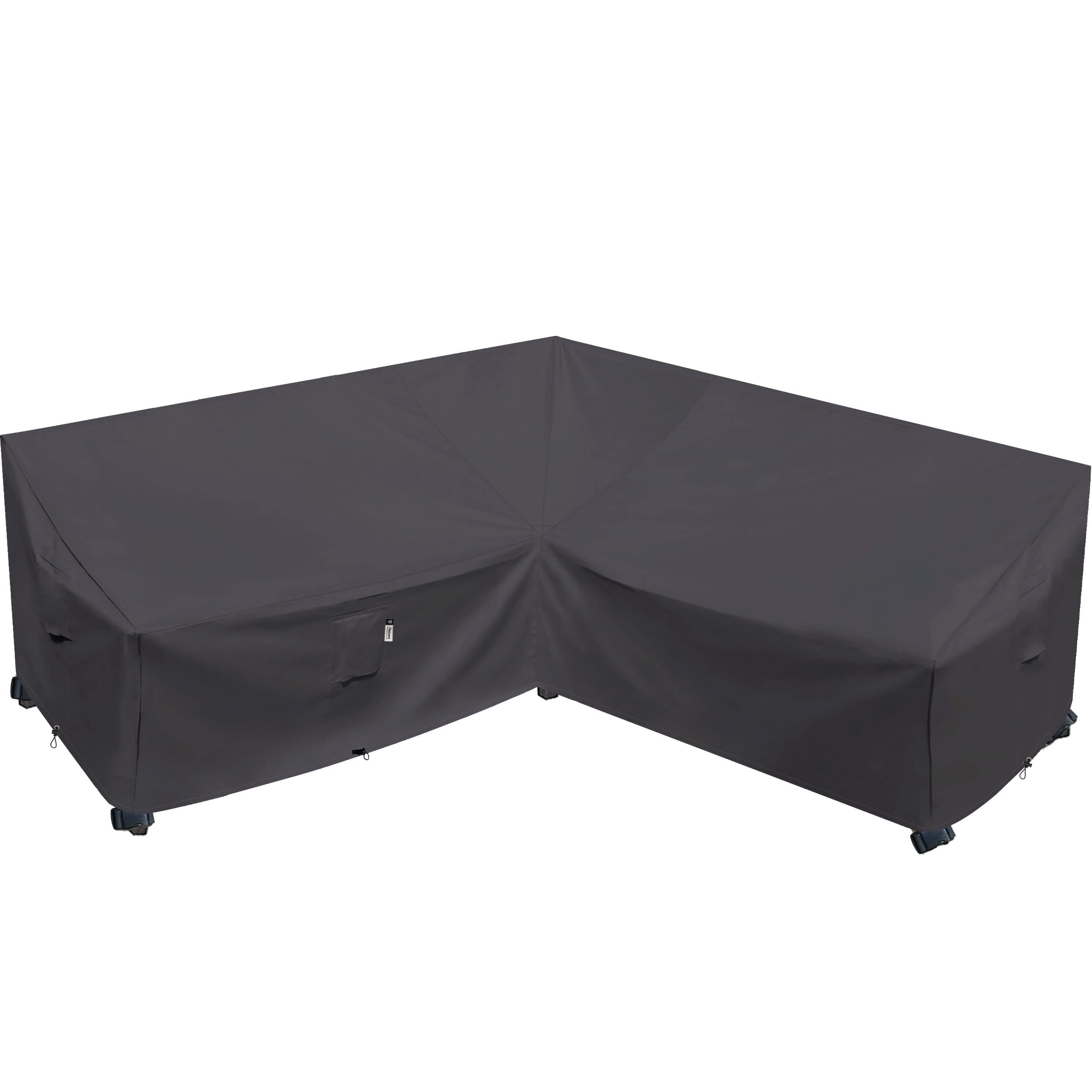 Flexiyard Heavy Duty Outdoor Sectional Sofa Cover, Waterproof 600D Patio Sectional Couch Cover, Lawn Patio Furniture Cover (Stor
