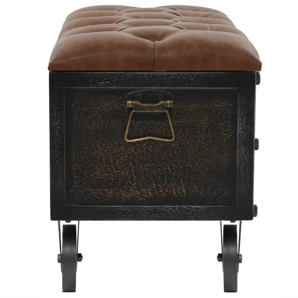 vidaXL Storage Bench with Wheels, Brown, Engineered Wood, 31.7" x 16.1" x 19.7"
