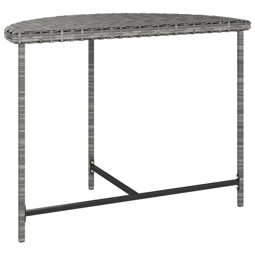 vidaXL- Patio Table with Poly Rattan Material and Powder-Coated Steel Frame - Outdoor Garden Table - Gray, Measurements: 39.4"x19.7"x29.5" - Assembly Required