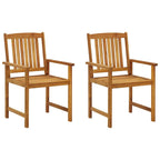 vidaXL Patio Chairs Set – Solid Acacia Wood Outdoor Chairs with Cozy Red Cushions – Sturdy Garden Furniture with a Rustic Charm – Easy to Assemble