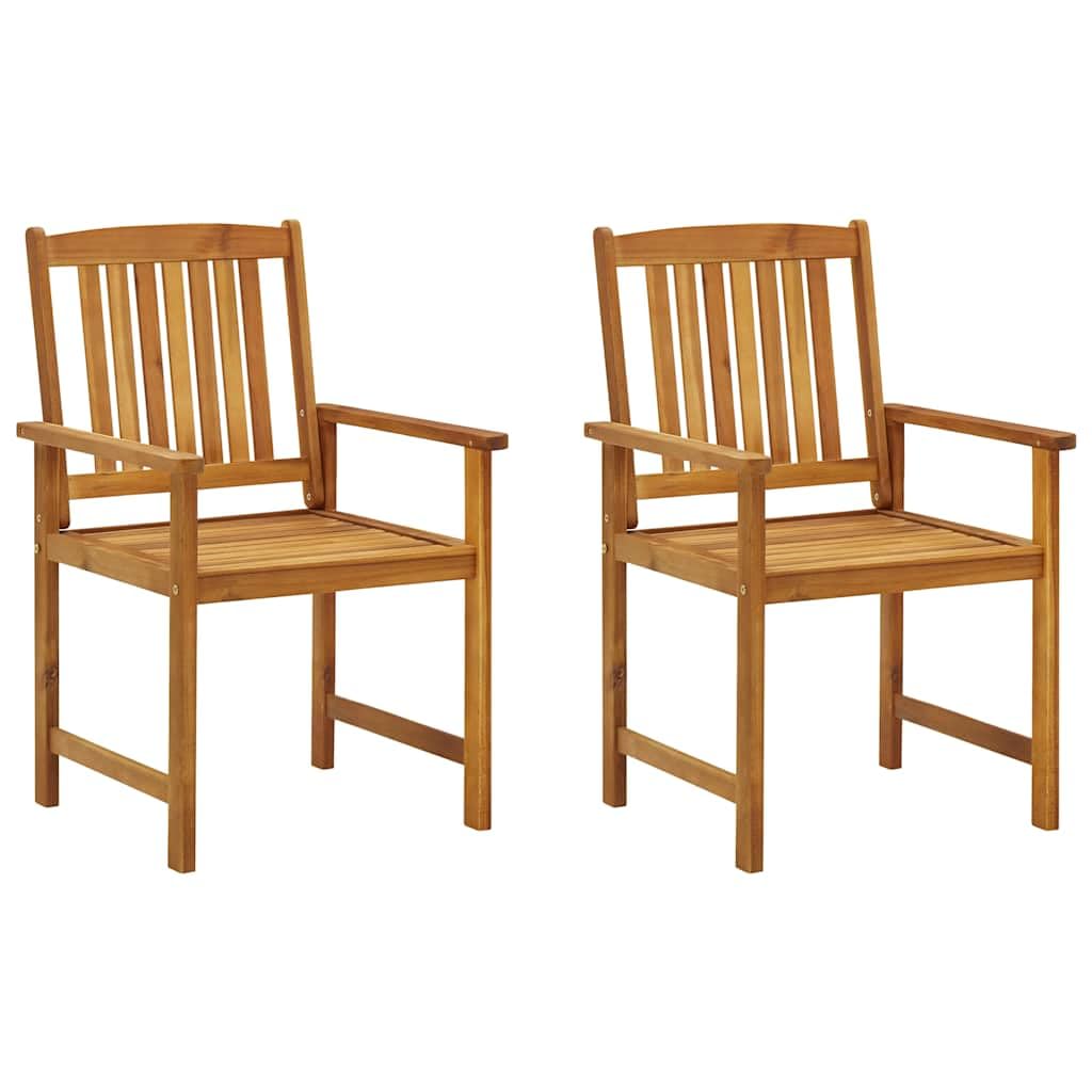 vidaXL Patio Chairs Set – Solid Acacia Wood Outdoor Chairs with Cozy Red Cushions – Sturdy Garden Furniture with a Rustic Charm – Easy to Assemble