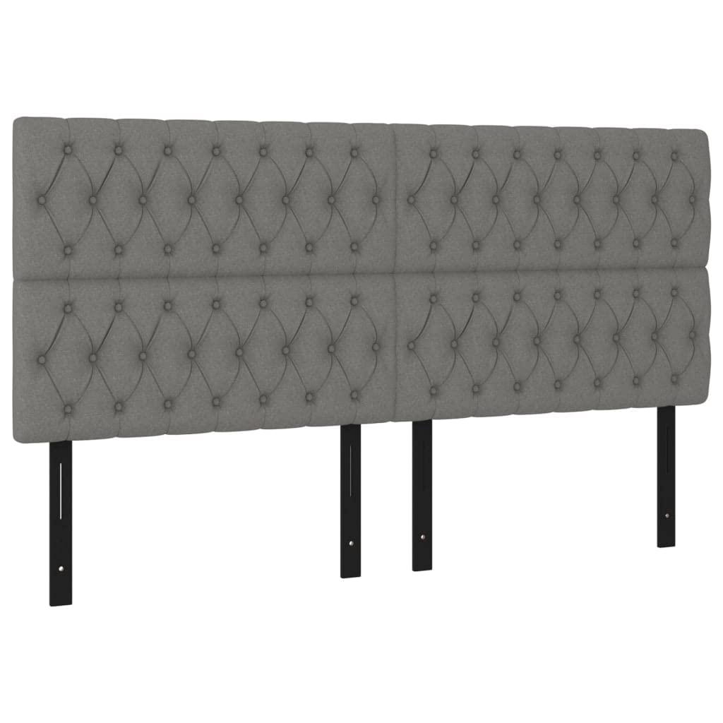 Vidaxl Headboard 4 Pcs, Upholstered Headboard For Bed Home, Bed Headboard With Wooden Leg, Bedroom Furniture, Dark Gray 35.4"X2.8"X30.7"/34.6" Fabric