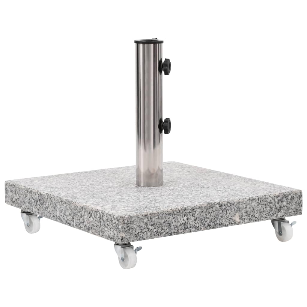vidaXL Granite Parasol Base, Sturdy Umbrella Stand with Stainless Steel Tube Holder, Adjustable for 1.5/1.9 Diameter Poles, Eq