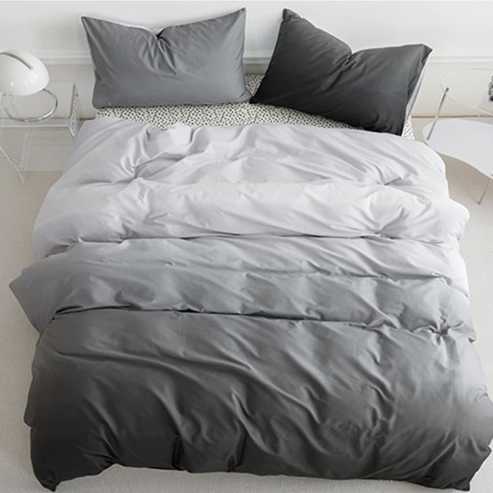 Clothknow Grey And White Queen Comforter Set 3Pcs Gray White Bedding Comforter Sets Dark Grey Queen Comforter Grey Tone Comforte