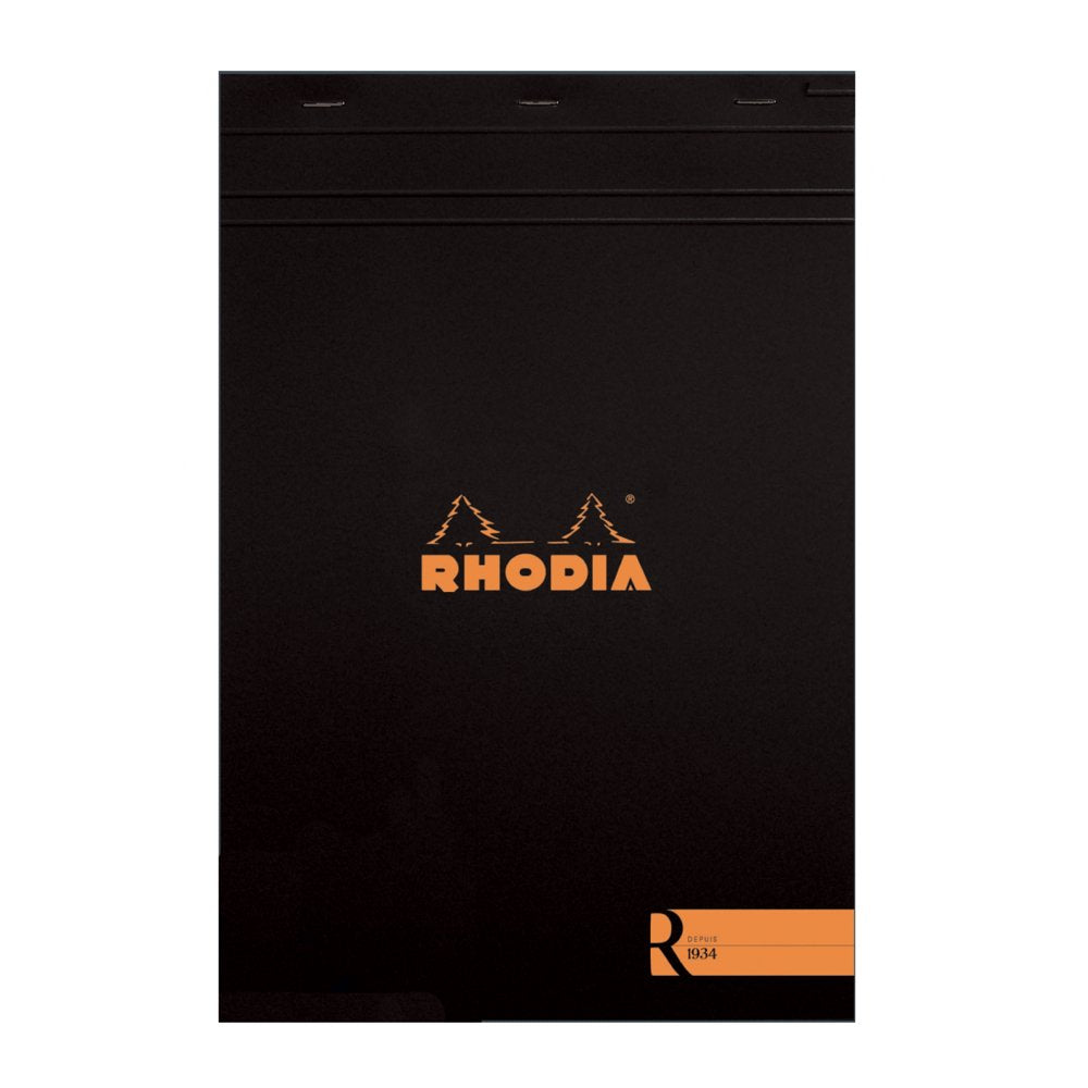 Rhodia 'R' Premium Stapled Notepad - Lined 70 Sheets - 8 1/4 X 11 3/4 - Black Cover