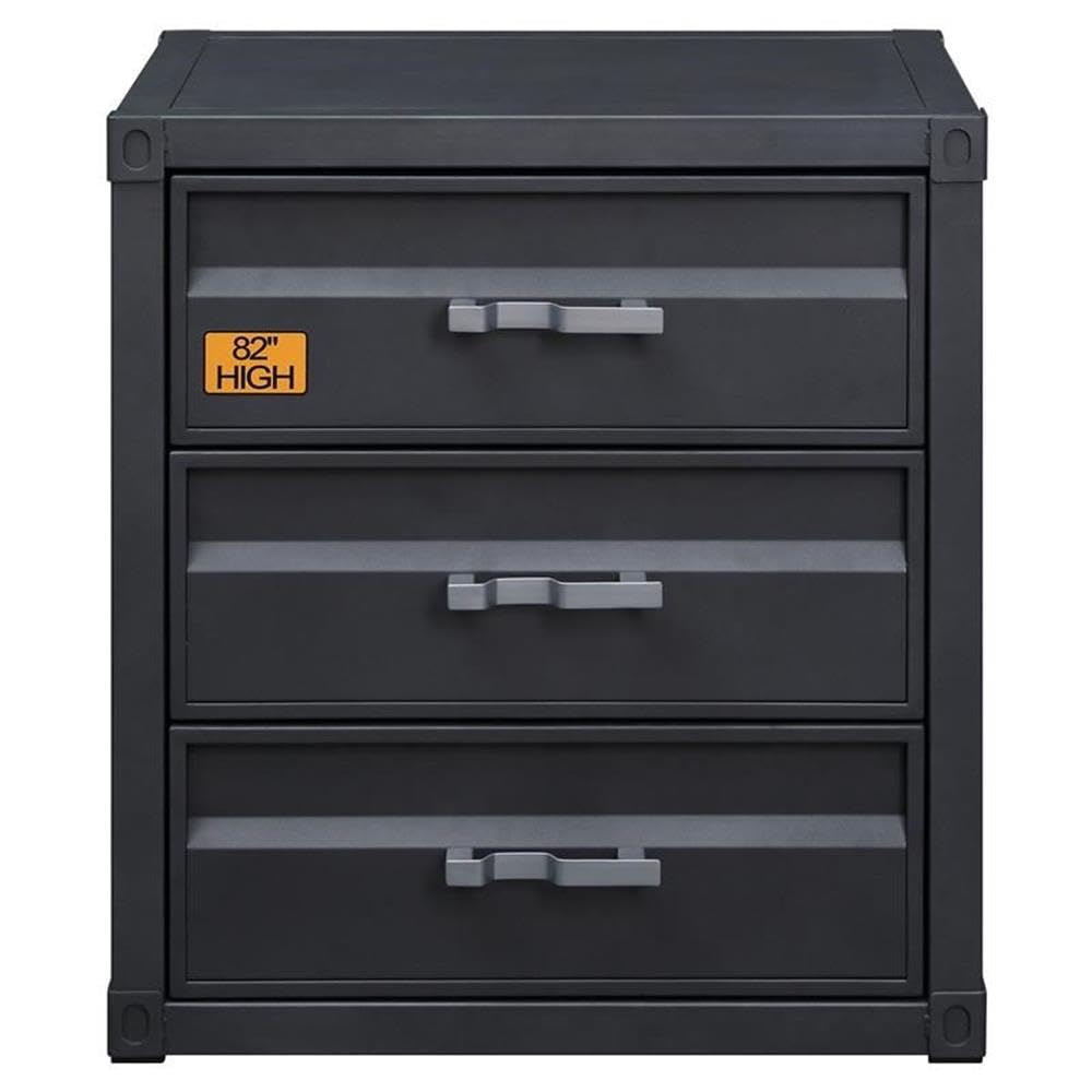 Acme Cargo Container Style Rectangular 3-Drawer Metal Chest in Gunmetal Metal