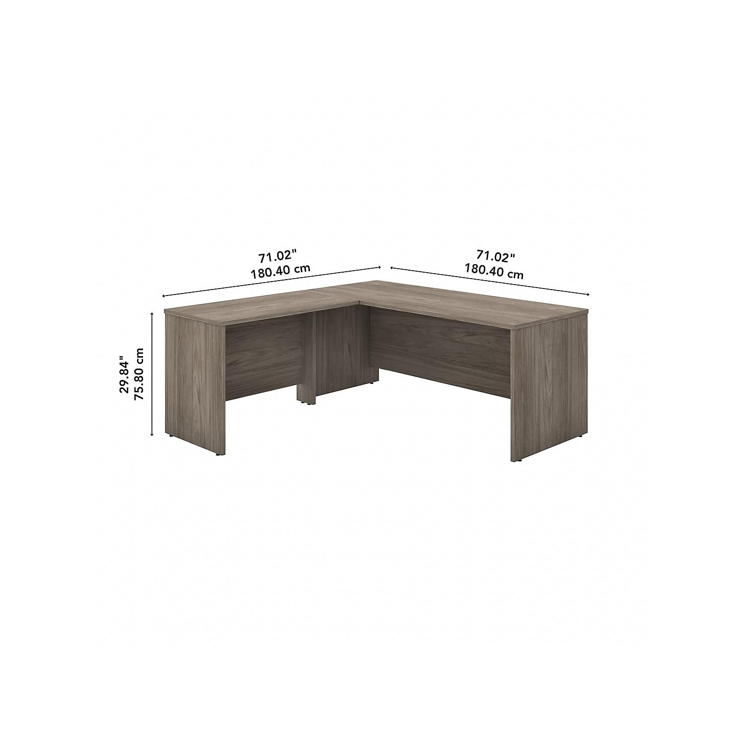 Bush Business Furniture Studio C 72W x 30D L Shaped Desk with 42W Return in Modern Hickory
