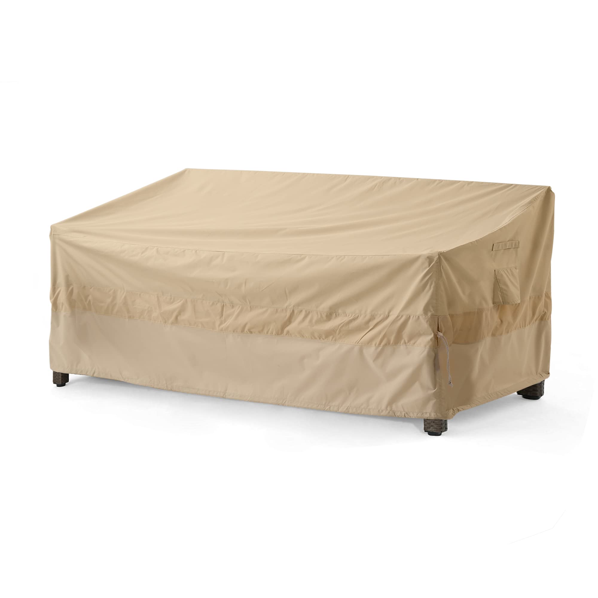 Wj-X3 3-Seater Outdoor Sofa Cover, Heavy Duty Patio Sofa Cover, Outdoor Couch Cover Waterproof, High Wind Resistant Design For Patio Couch Cover, 87W X 37D X 35H, Beige & Coffee