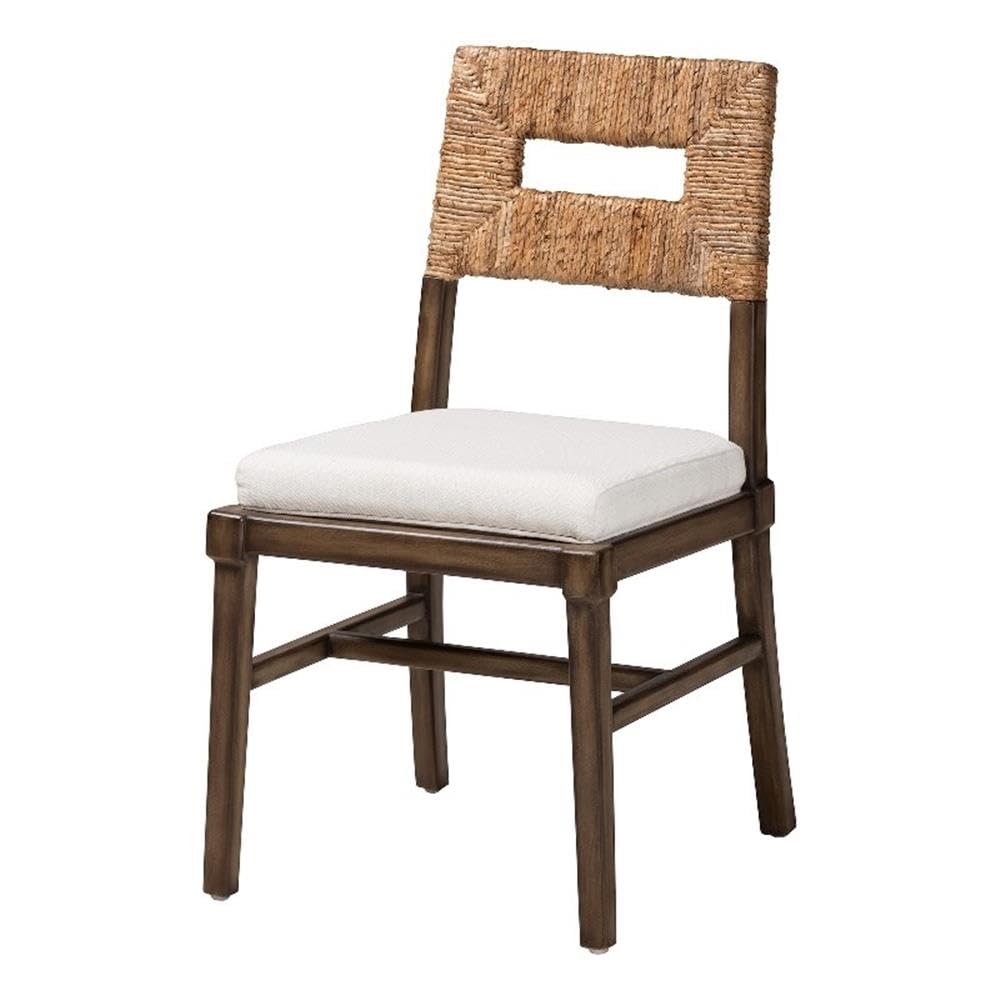 Baxton Studio Porsha Modern Bohemian Dark Brown Finished Mahogany Wood And Natural Rattan Dining Chair