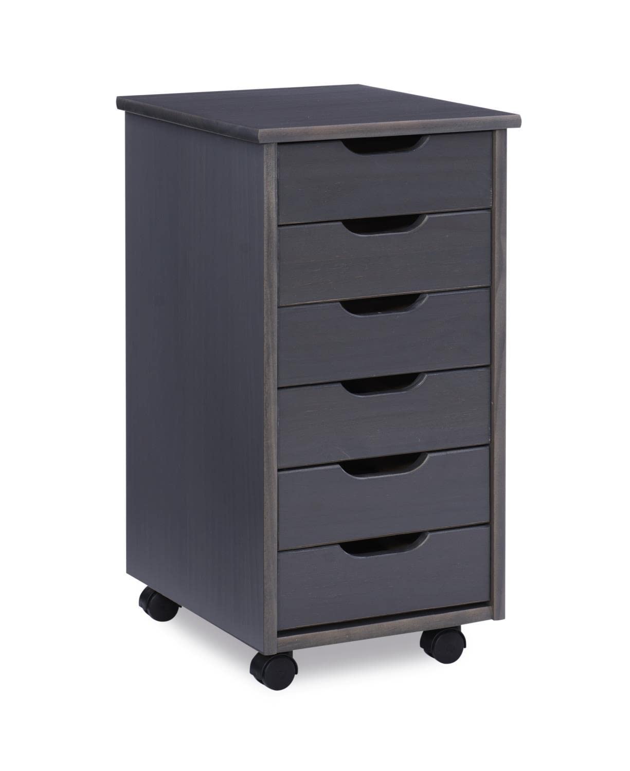 Cary Six Drawer Rolling Storage Cart, Grey