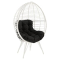 Acme Galzed Wicker Teardrop Patio Lounge Chair in Black and White