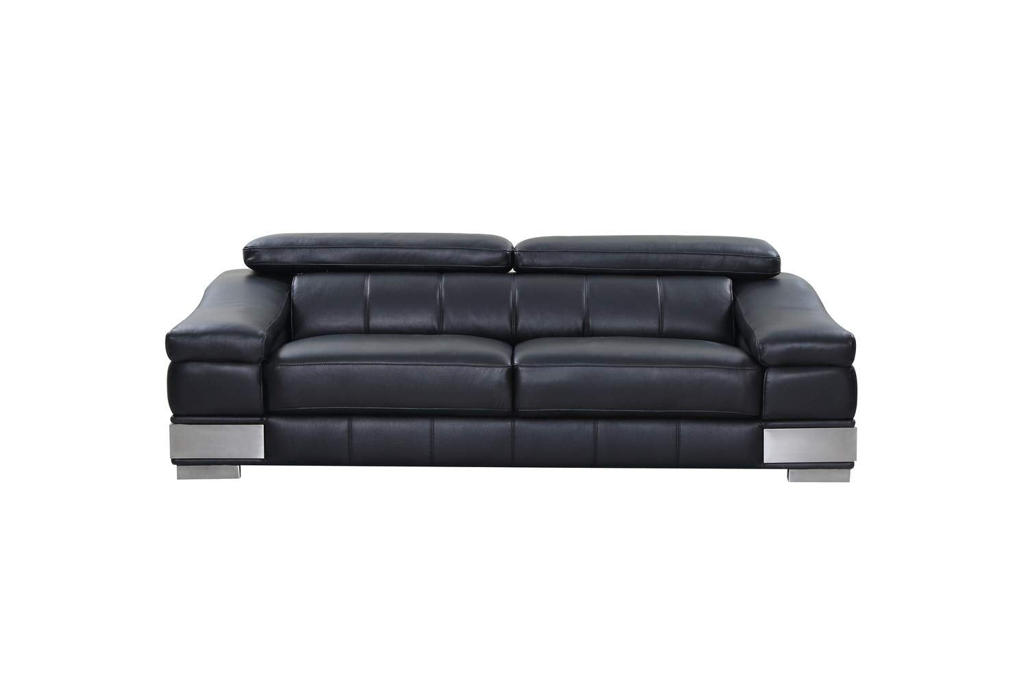 HomeRoots 31-39 Modern Black Leather Sofa