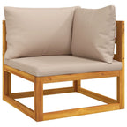 vidaXL 6 Piece Solid Acacia Wood Patio Lounge Set with Taupe Cushions – Outdoor Modular Garden Furniture Set with Sofas, Chair, Footrest, and Table