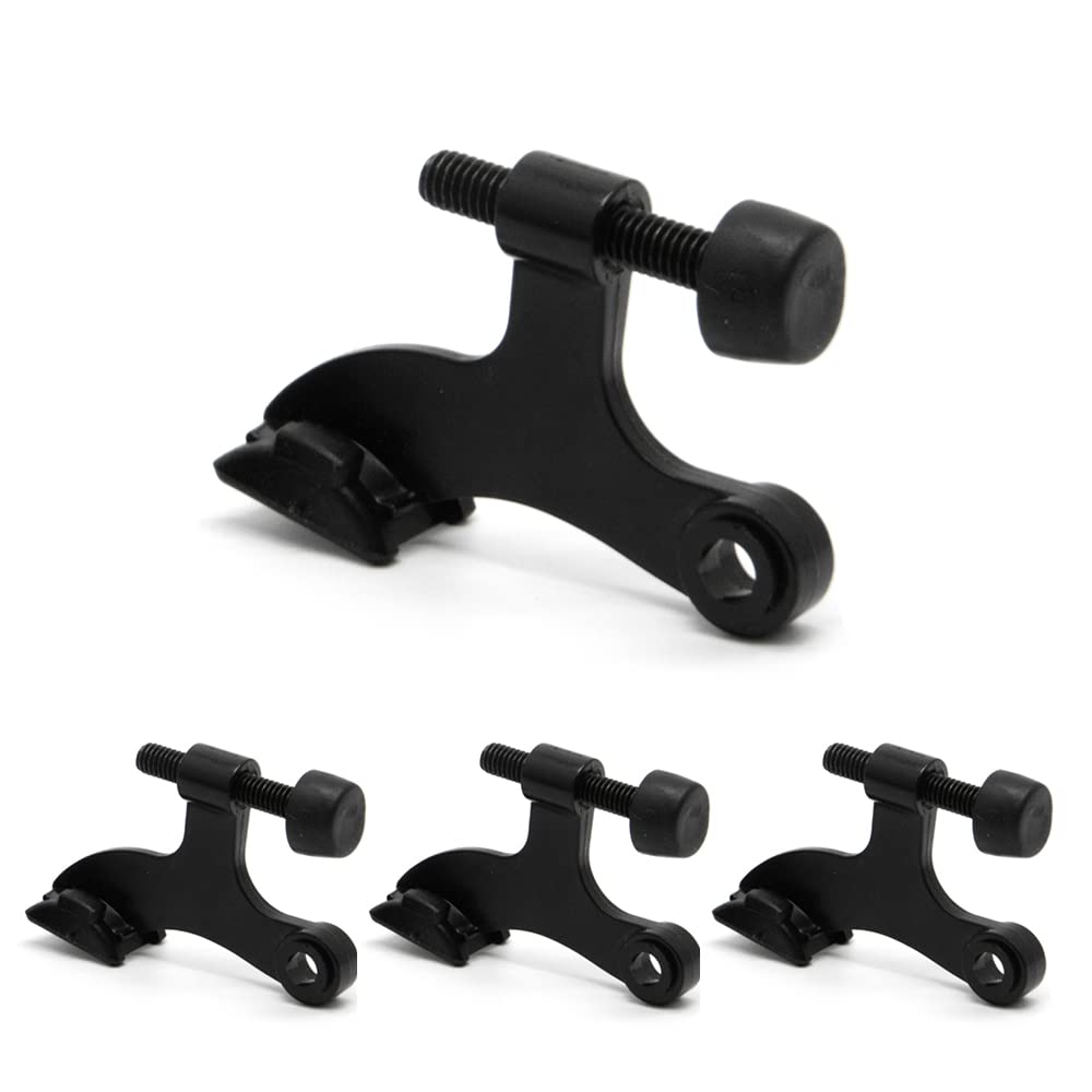 4 Pack Hinge Pin Black Door Stopper, Adjustable Heavy Duty Hinge Pin Door Stop With Black Rubber Bumper Tips