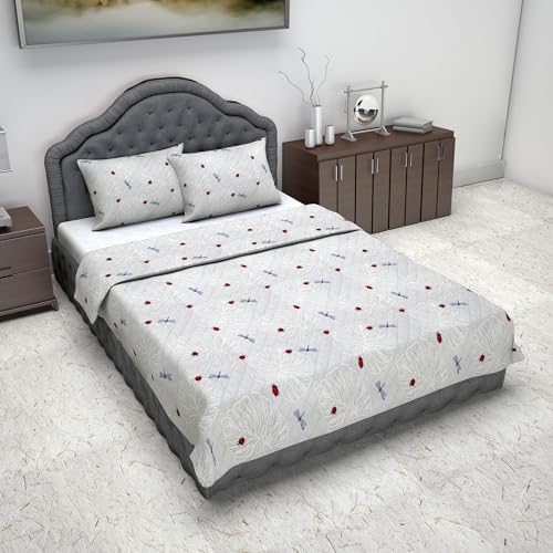 Divine Casa Jungle Theme Double Bed Bedspread Set  87X90 Inches With 2 Pillow Covers  Wild World Print For Kids