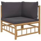 vidaXL 7 Piece Patio Lounge Set with Soft Dark Gray Cushions, Bamboo, Outdoor Furniture with Practical Table, Comfortable Cushioned Seats, Flexible Configurations