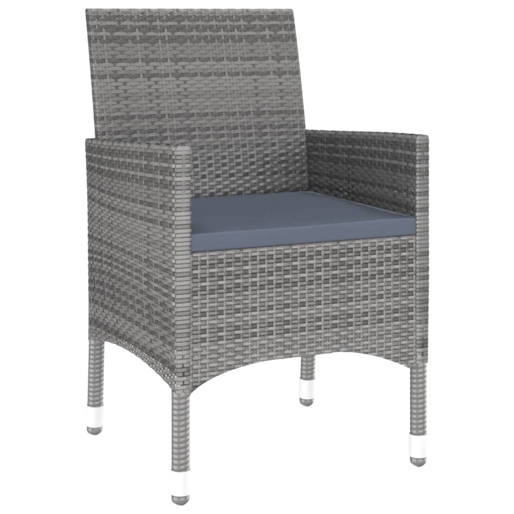 vidaXL Patio Dining Set 7 Piece Garden Outdoor Lawn Yard Terrace Balcony Backyard Table and Chair Seat Seating Furniture Poly Rattan Gray