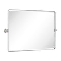 TEHOME 40x30'' Chrome Pivot Mirror Horizontal 30x40'' Metal Framed Rectangle Tilting Beveled Vanity Mirrors for Wall
