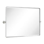 TEHOME 40x30'' Chrome Pivot Mirror Horizontal 30x40'' Metal Framed Rectangle Tilting Beveled Vanity Mirrors for Wall