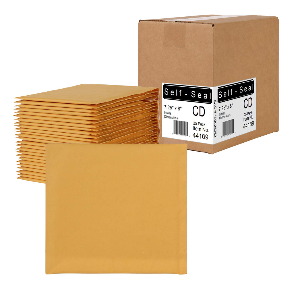 Sealed Air Jiffylite Brown Kraft Cd Disc Air Bubble Mailers, 25 Pack (44169)