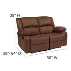 Flash Furniture Harmony Series Chocolate Brown Microfiber Loveseat With Two Built-In Recliners