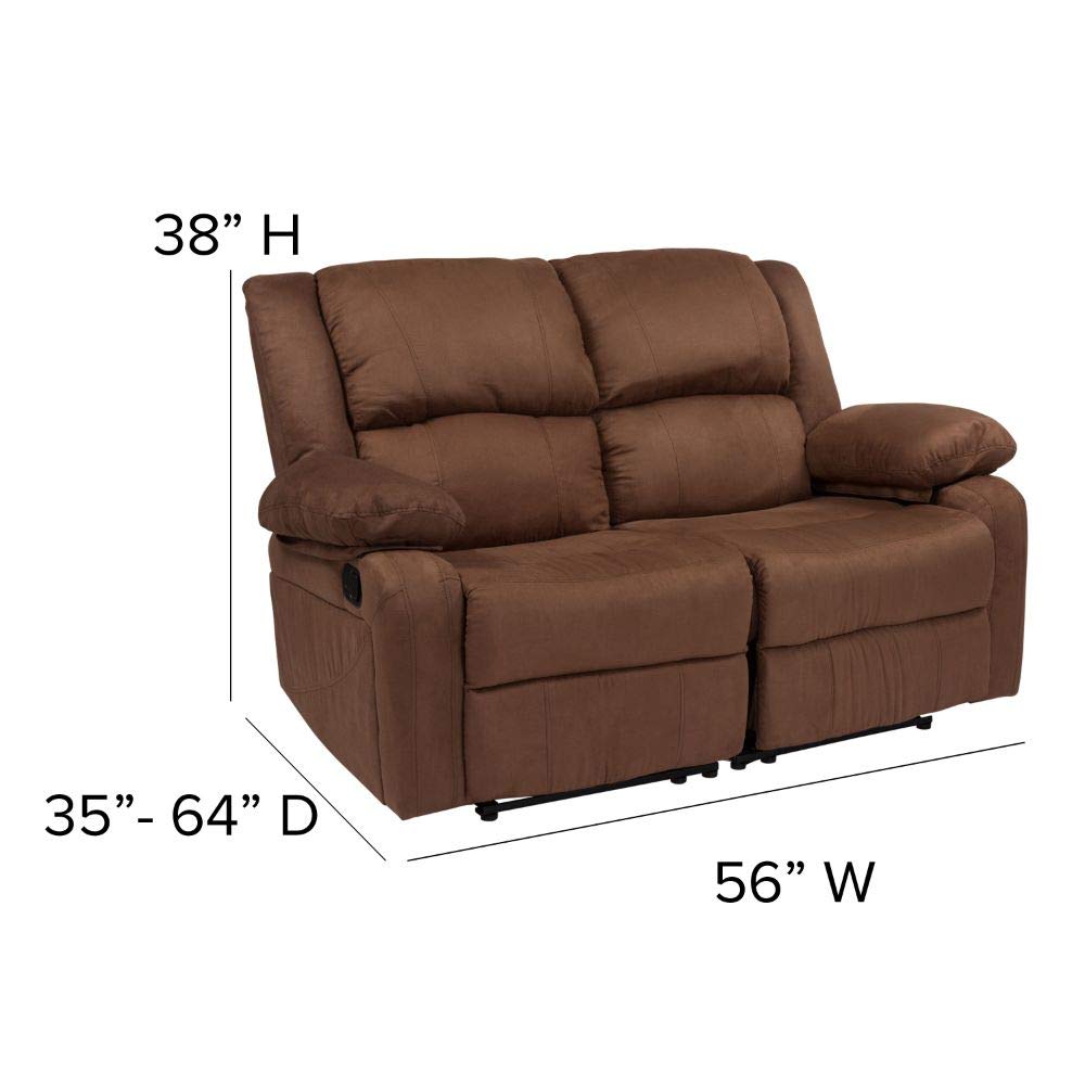Flash Furniture Harmony Series Chocolate Brown Microfiber Loveseat With Two Built-In Recliners