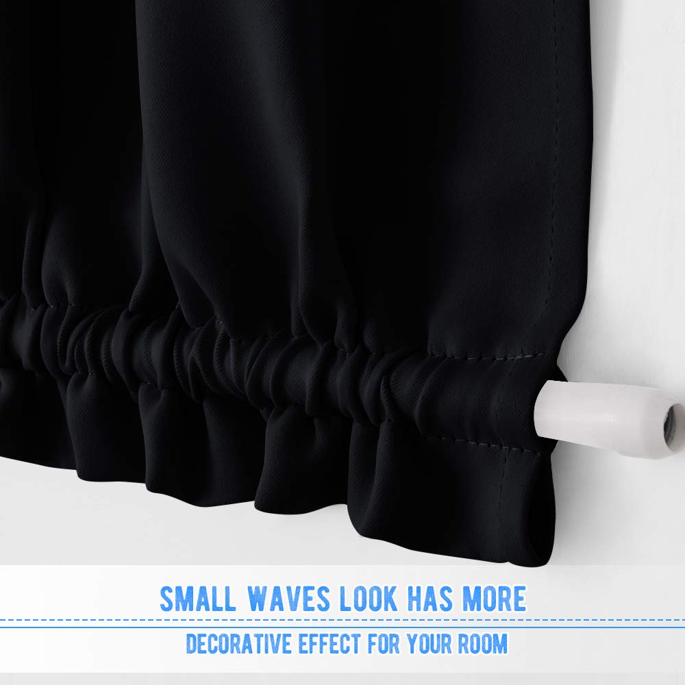 Nicetown Side Door Window Curtains - French Door Curtains For Kitchen Window, Privacy Door Shades For Sidelight Curtains, Thermal Insulated Door Window Covering, W12 X L72, Black, 1 Panel