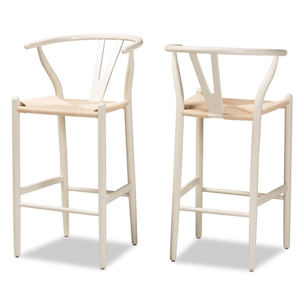 Baxton Studio Paxton Modern And Contemporary White Finished Wood 2Piece Counter Stool Set