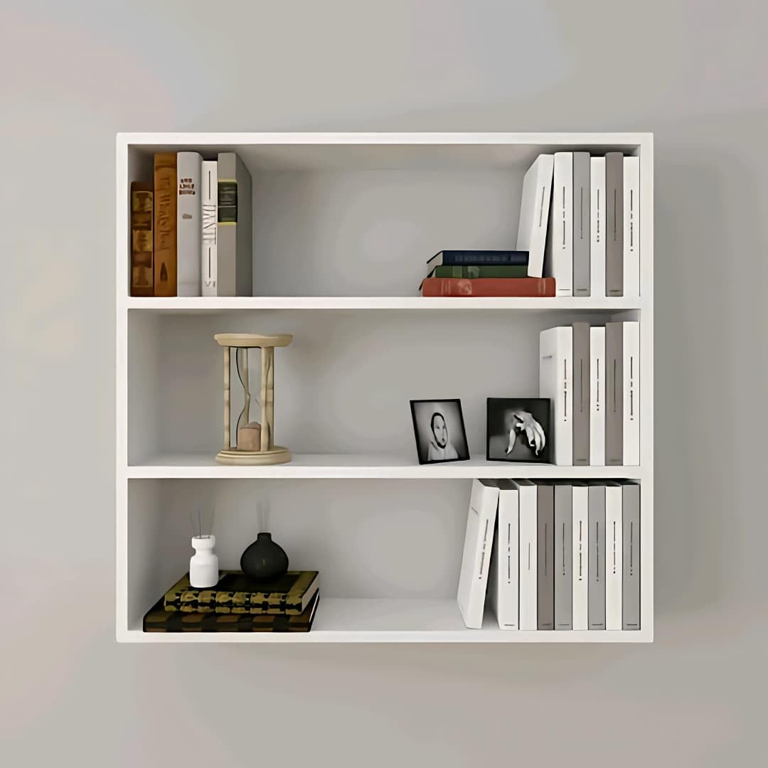 OXMIC Engineered Wood Glossy Wall Mount Floating Hanging Shelf Rack Display for Room Wall and Home Decor Items and Storage Organ