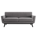 Modway Engage Channel Tufted Performance Velvet Loveseat in Gray