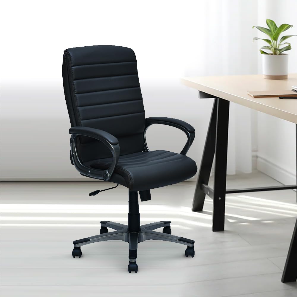 Nilkamal Bold Executive Office Chair|Assembly Required|Adjustable Height|Ergonomic Home Office Chair|Black