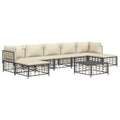 vidaXL 8 Piece Patio Lounge Set - Anthracite/Beige Poly Rattan & Steel Outdoor Furniture - Weather-Resistant, Comfortable, Modul